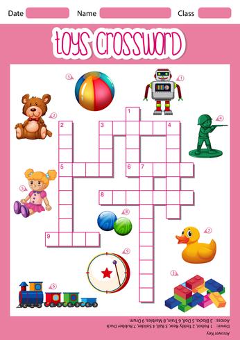 Toys crossword game template vector