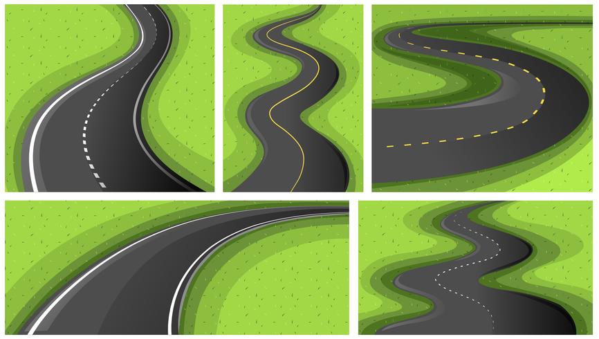 Scenes with different shapes of roads vector