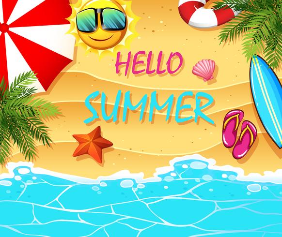 Summer theme with items on the beach vector
