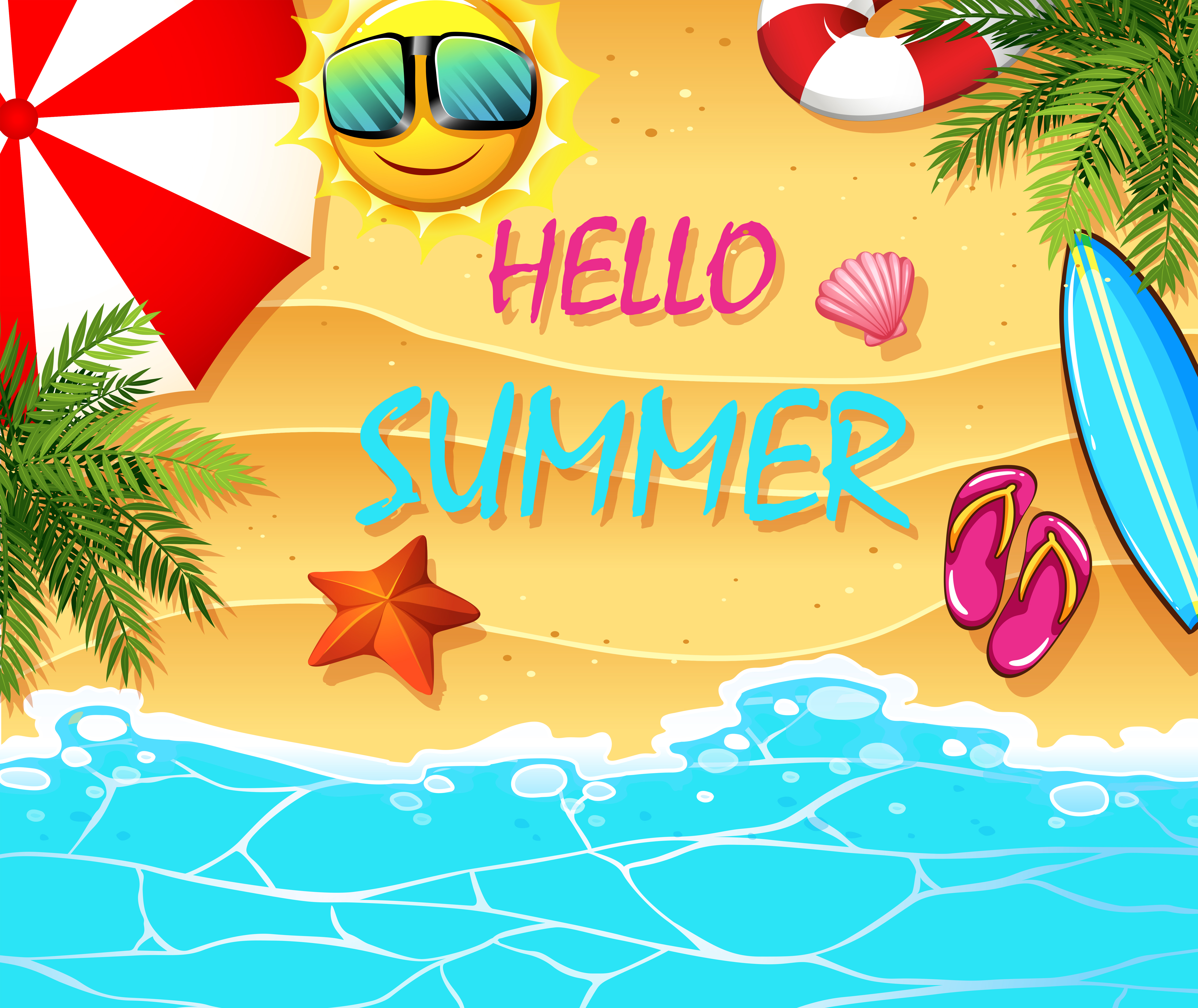 Download Summer theme with items on the beach 648214 Vector Art at ...