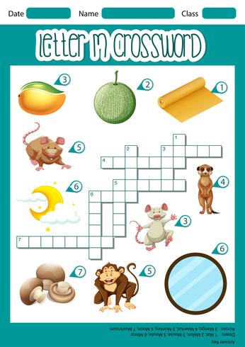 Letter M crossword worksheet vector