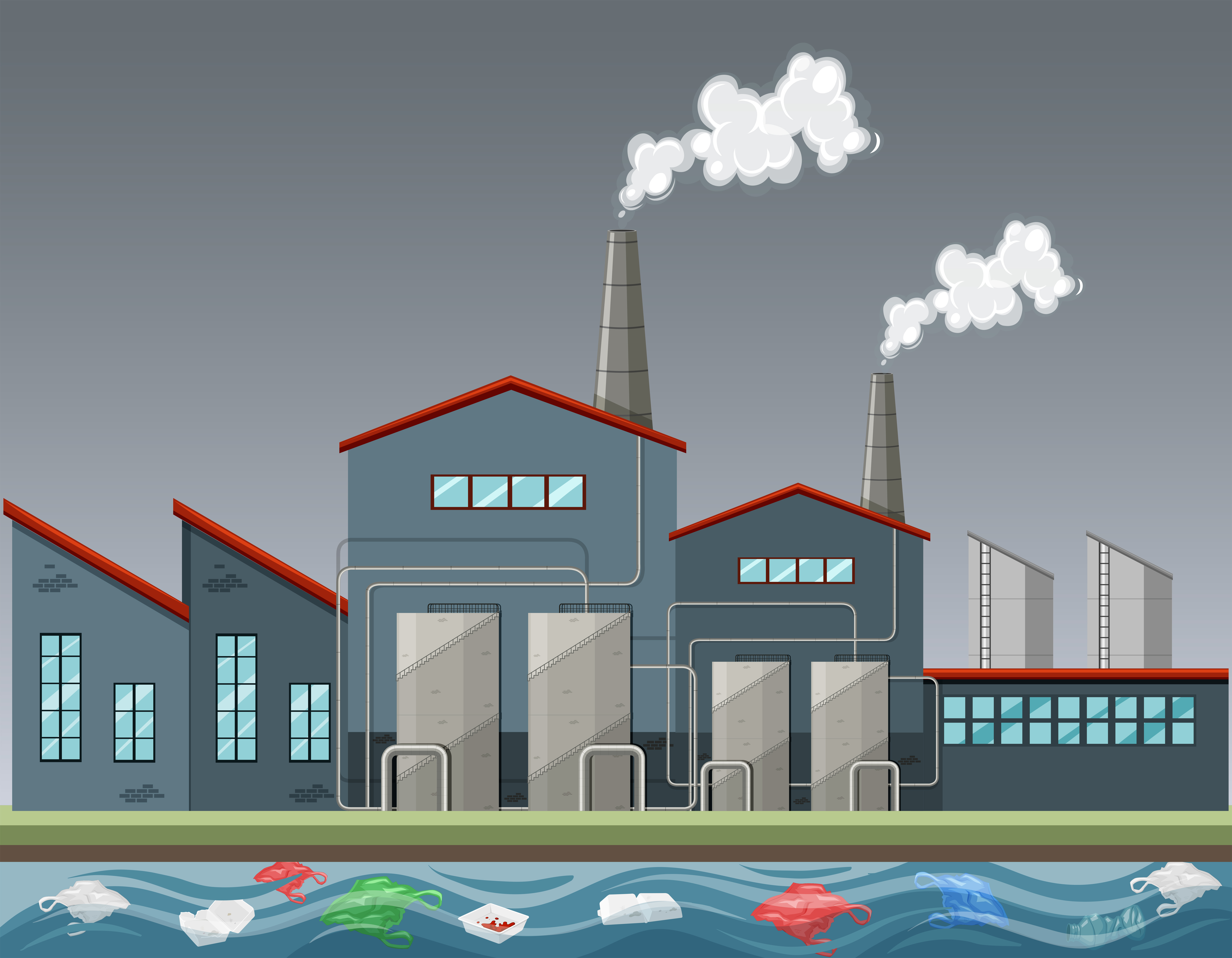 Factory Water Pollution Drawing