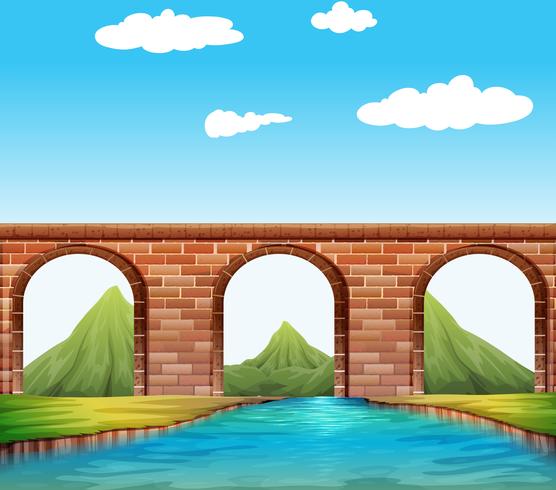 Bridge over the river vector