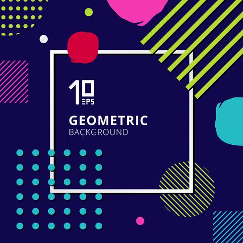 Abstract Trendy Colorful Geometric Pattern Design On Blue