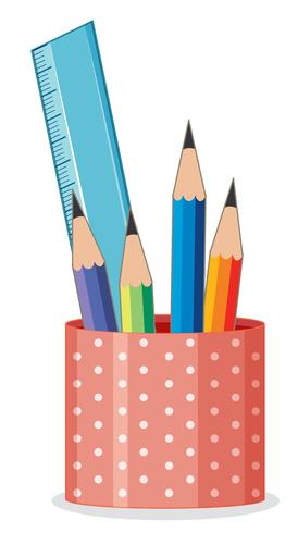 Pencil and ruler in the holder vector