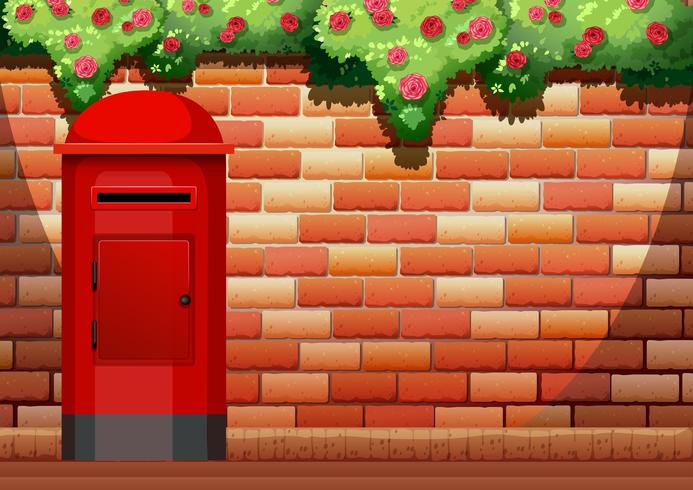 Brick wall and post box vector