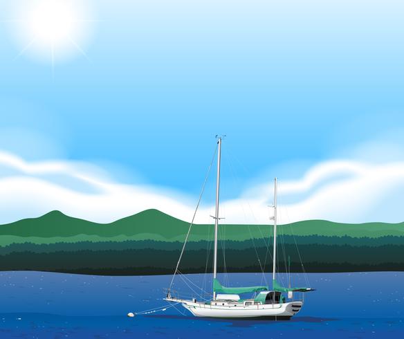 Sailboat floating in the sea vector