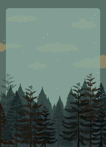 Scene of pine forest at night vector