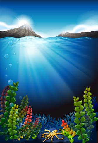 Scene with underwater and mountains vector