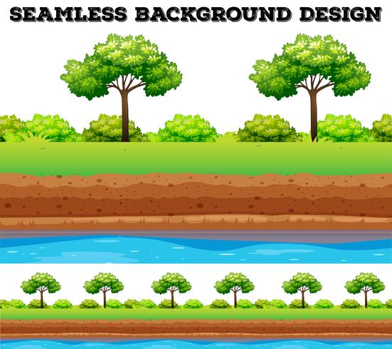 Green field with tree and bush vector