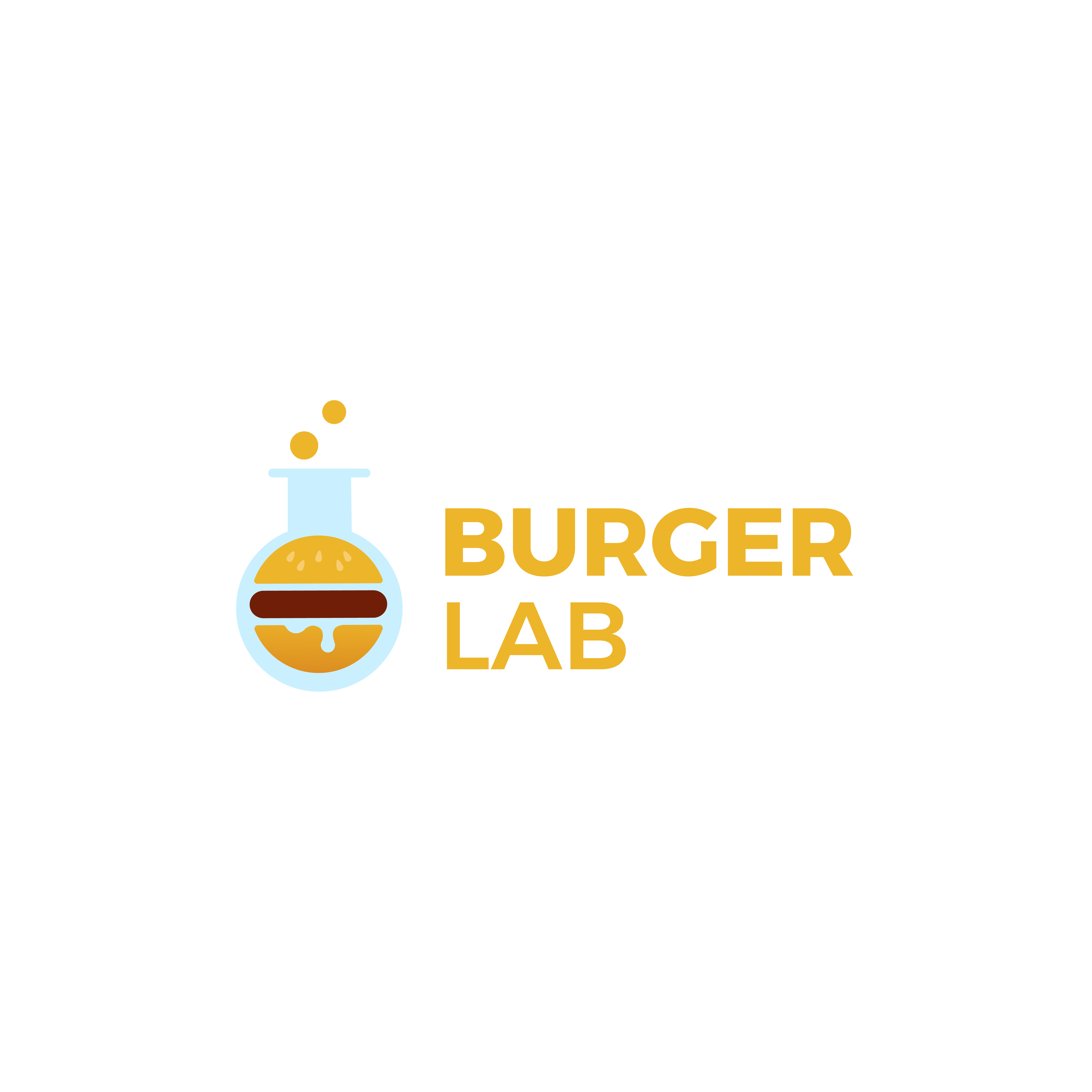 Burger Lab logo. Laboratory of delicious food. Logotype for restaurant