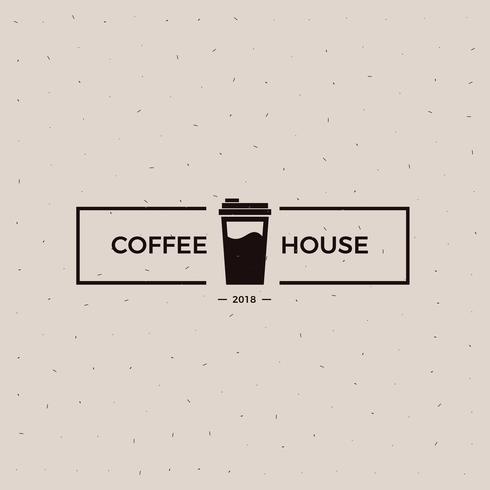 Coffee house old school logo. Cup with a black energy drink illustration.  vector