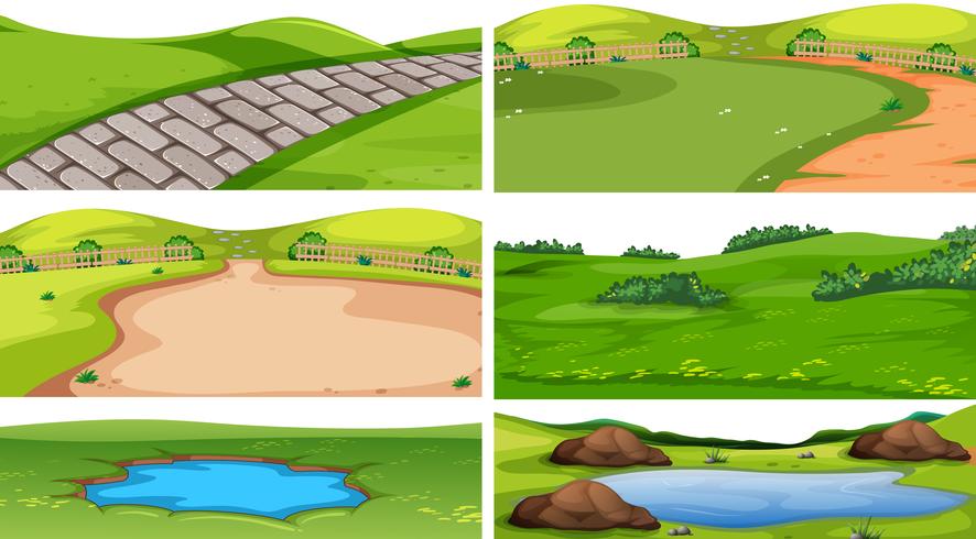 Set of nature landscape vector