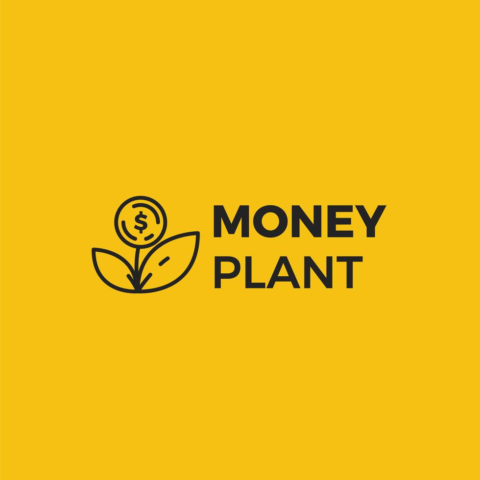 Logotipo de la planta de dinero. Crecimiento de las inversiones e inversiones. Logotipo del fondo fiduciario. vector