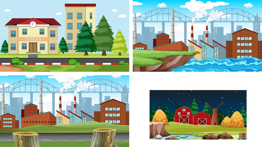 Conjunto de diferentes paisajes vector