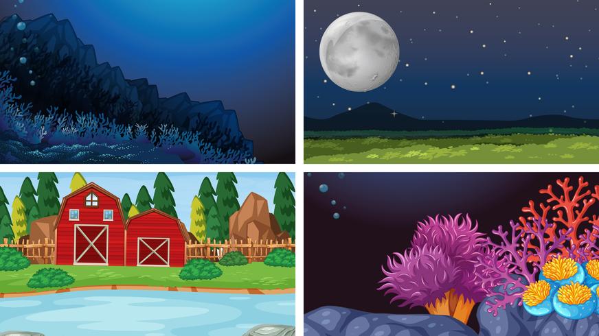 Set of nature landscape vector