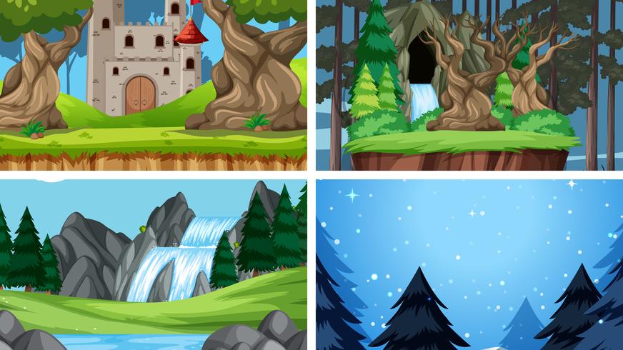 Set of nature landscape vector