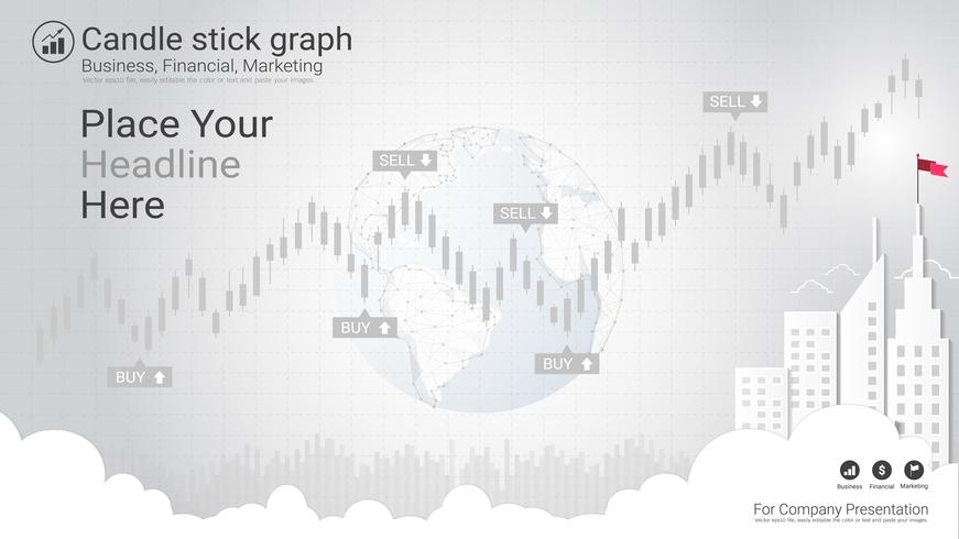 Candlestick patterns is a style of financial chart. vector