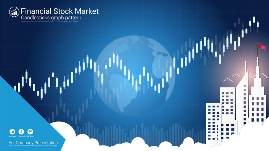 Candlestick patterns is a style of financial chart. vector