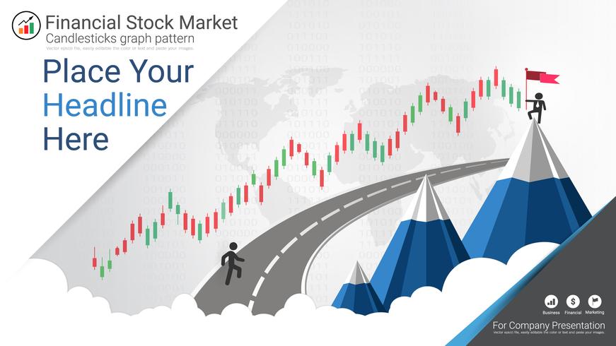 Candlestick patterns is a style of financial chart. vector