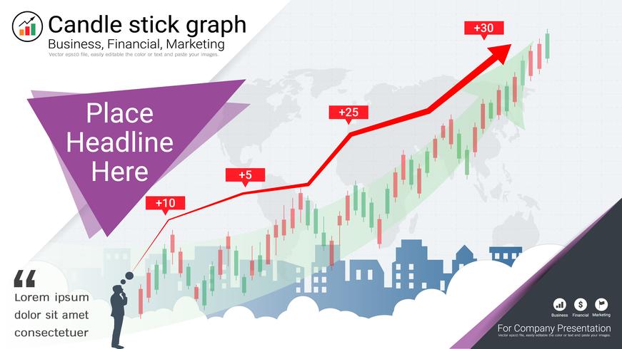 Candlestick patterns is a style of financial chart. vector