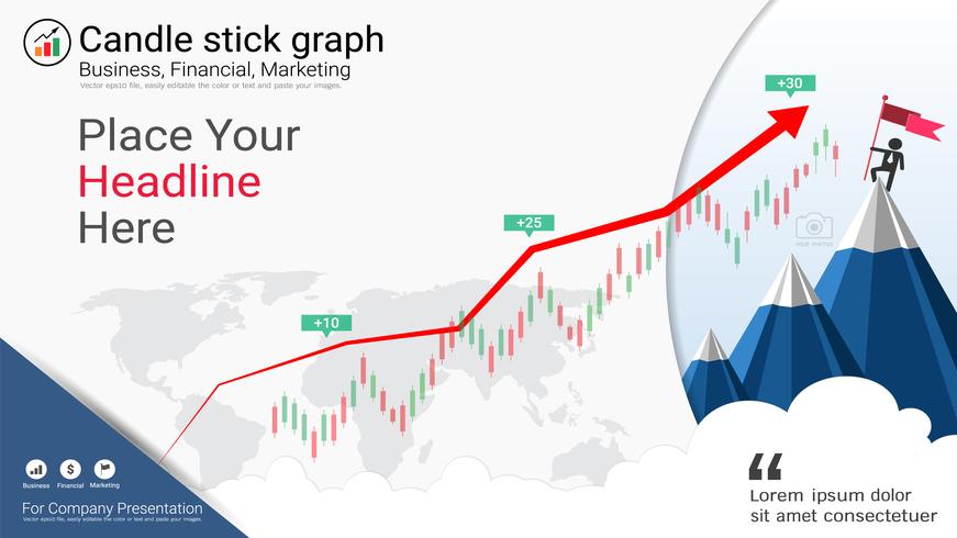 Candlestick patterns is a style of financial chart. vector