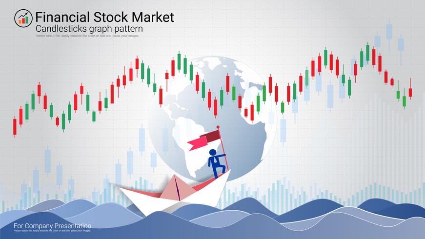 Candlestick patterns is a style of financial chart. vector