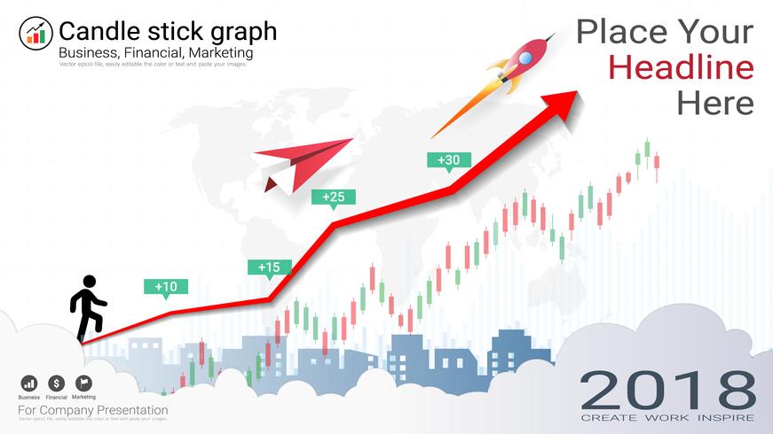 Candlestick patterns is a style of financial chart. vector