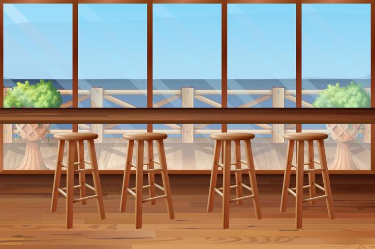 Inside of restaurant with stools and bar vector