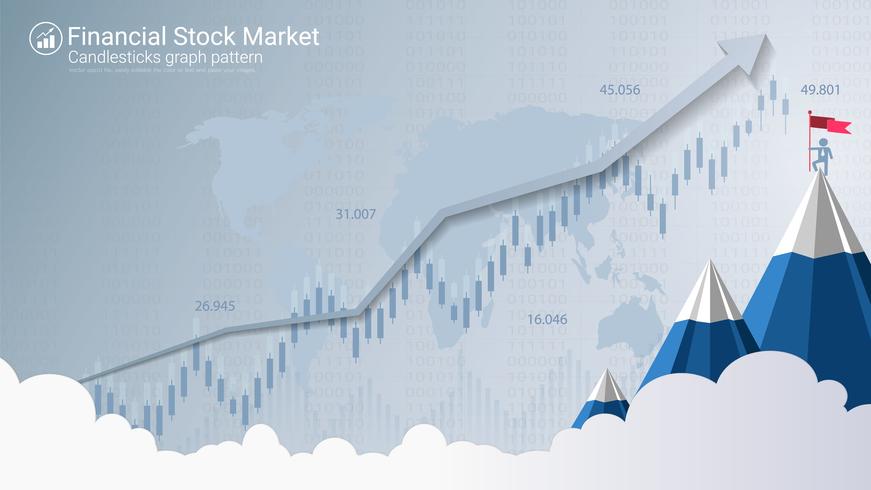 Candlestick patterns is a style of financial chart. vector