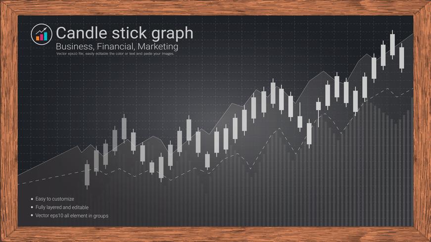 Candlestick patterns is a style of financial chart. vector