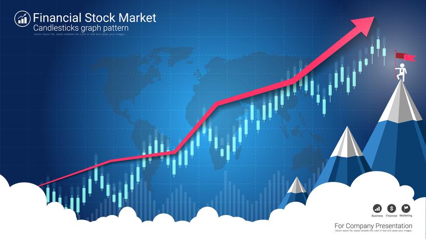 Candlestick patterns is a style of financial chart. vector