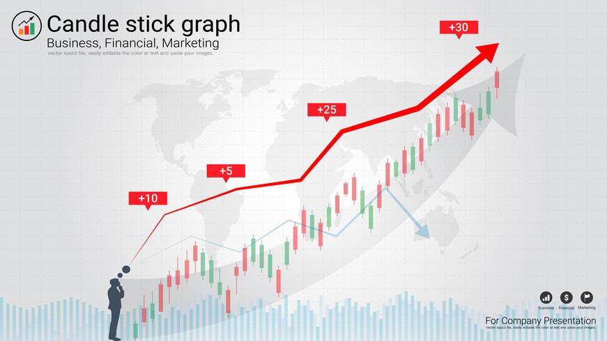 Candlestick patterns is a style of financial chart. vector