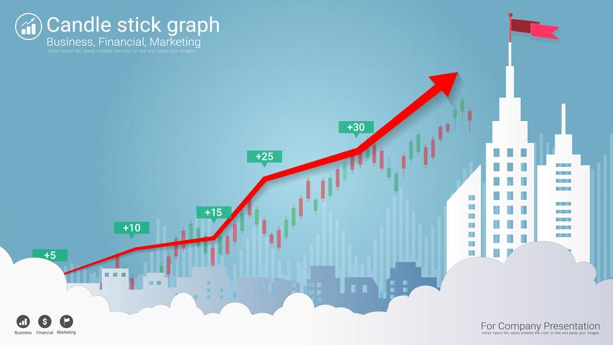 Candlestick patterns is a style of financial chart. vector