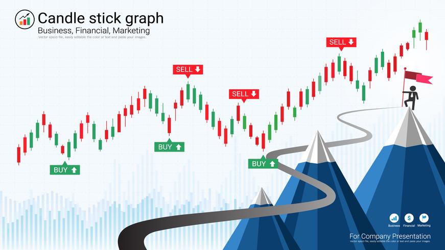 Candlestick patterns is a style of financial chart. vector