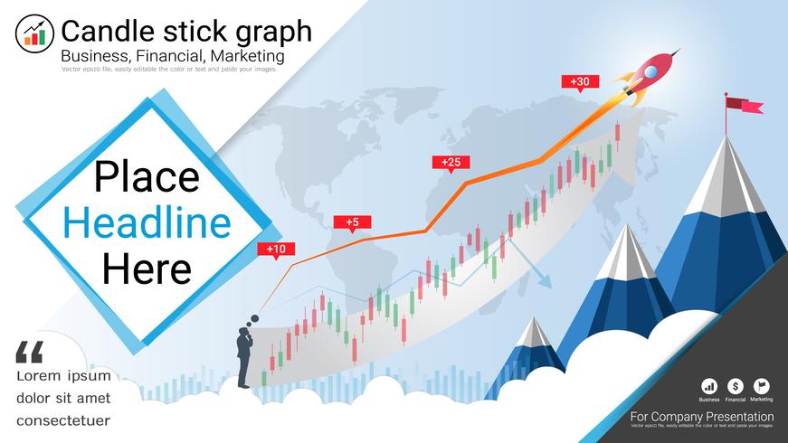 Candlestick patterns is a style of financial chart. vector