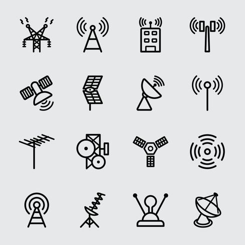 Antenna and Satellite line icon vector