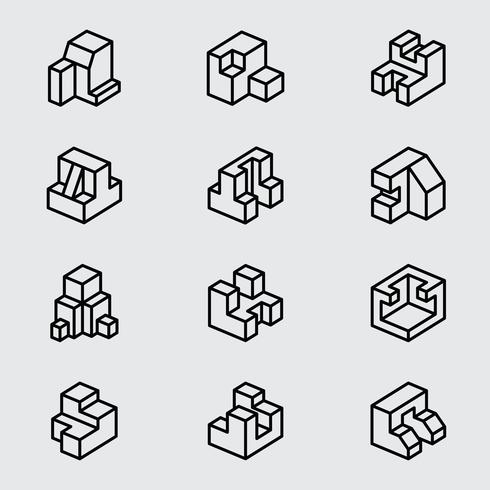 Basic isometric line icon vector
