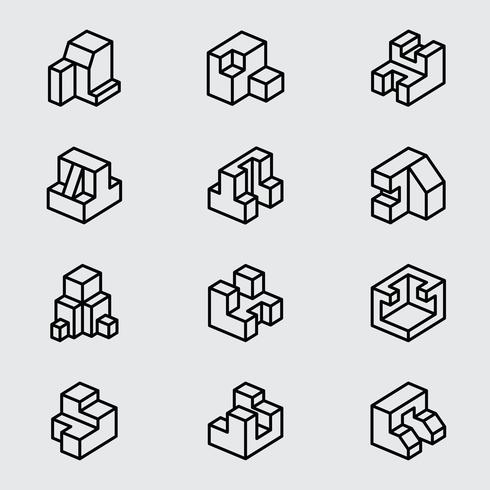 Basic isometric line icon vector