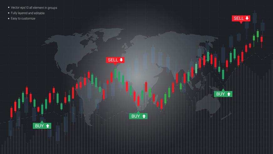 Candlestick patterns is a style of financial chart. vector