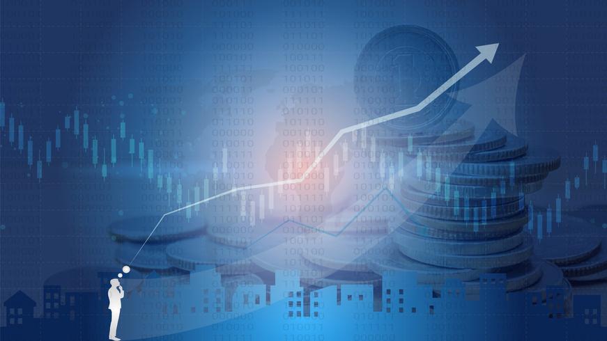 Candlestick patterns is a style of financial chart. vector