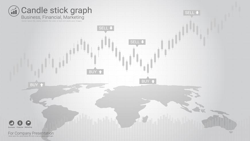 Candlestick patterns is a style of financial chart. vector