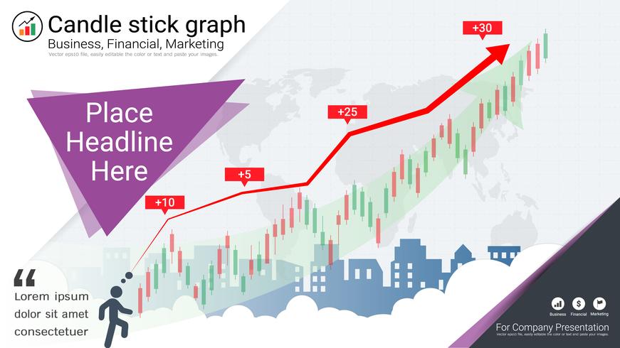 Candlestick patterns is a style of financial chart. vector