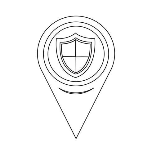 Map Pointer Shield sign Protection icon vector