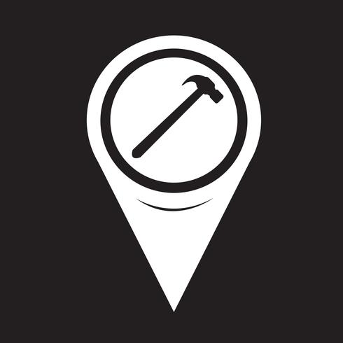 Icono de martillo de puntero de mapa vector