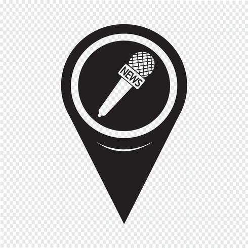 Map Pointer News Microphone Icon vector