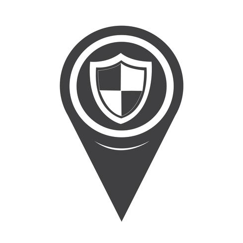 Map Pointer Shield sign Protection icon vector