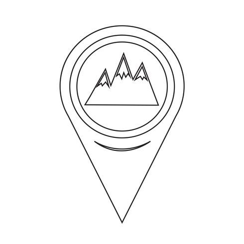 Icono de mapa de montañas de puntero vector