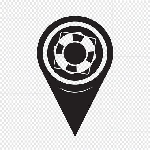 Map Pointer Lifebuoy Icon vector