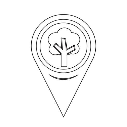 Icono de árbol de puntero de mapa vector